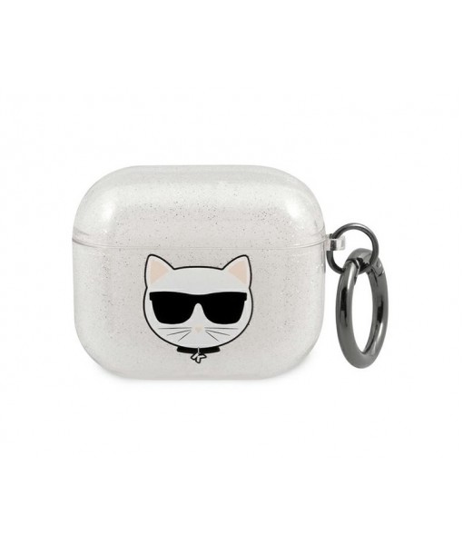 Husa Protectie Karl Lagerfeld Compatibila Cu Airpods 3, Colectia Choupette, Silicon, Silver
